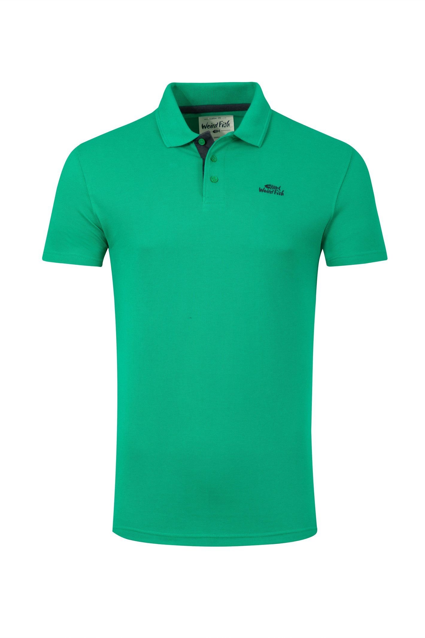 Weird Fish Weird Fish Men's Miles Pique Polo Shirt in Bright Green - 2