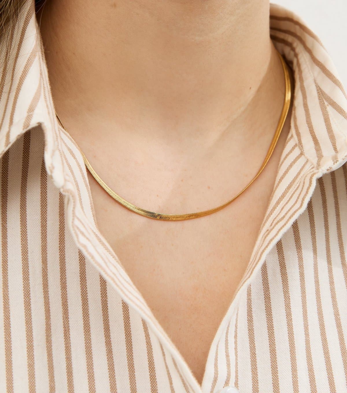 New Look 18ct Gold Plated Skinny Snake Chain Necklace New Look