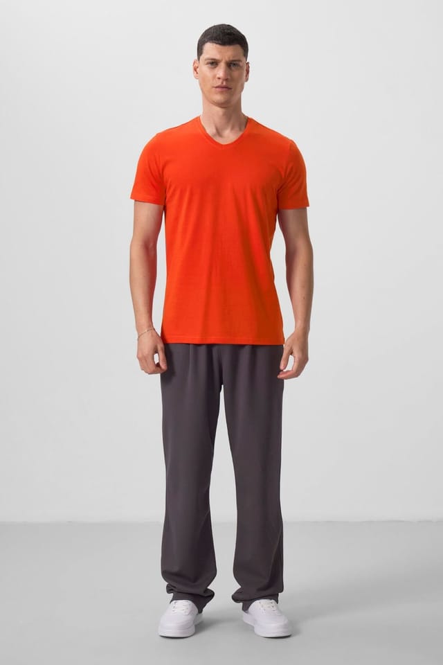 Tommy Life Tommy Life Men's V-Neck Short Sleeve T-Shirt in Orange - 3