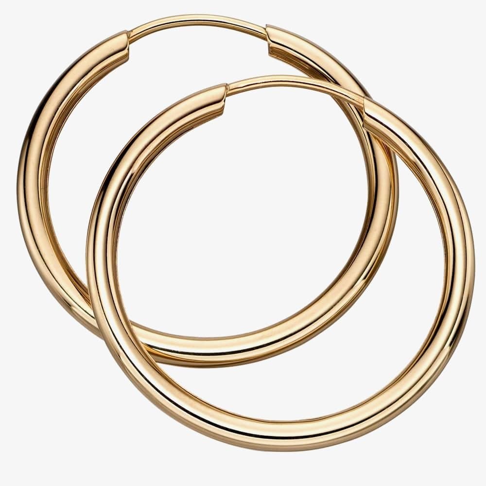T.H.Baker T.H.Baker Women's 9ct Yellow Gold 25mm Sleeper Hoop Earrings