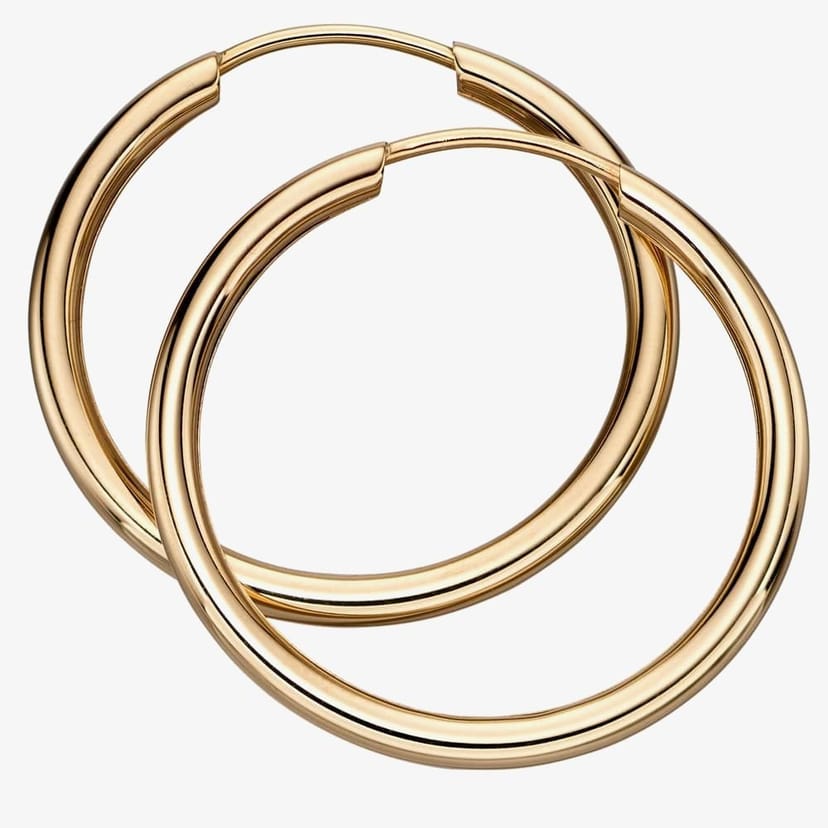 T.H.Baker T.H.Baker Women's 9ct Yellow Gold 25mm Sleeper Hoop Earrings GE2215 - 1