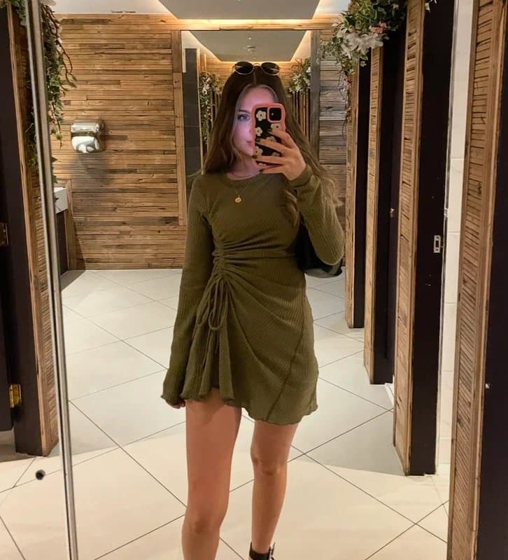 ASOS ASOS design khaki dress gathered side