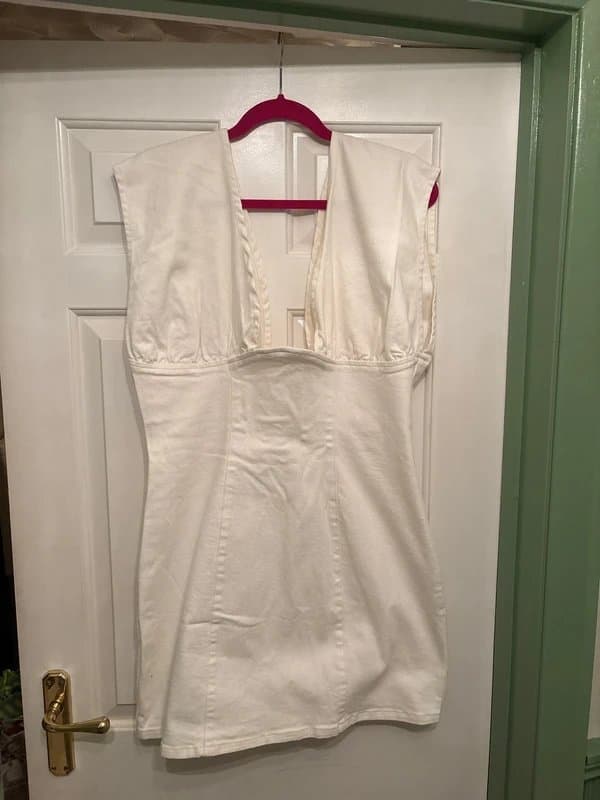 ASOS ASOS Luxe white denim plunge neck mini dress