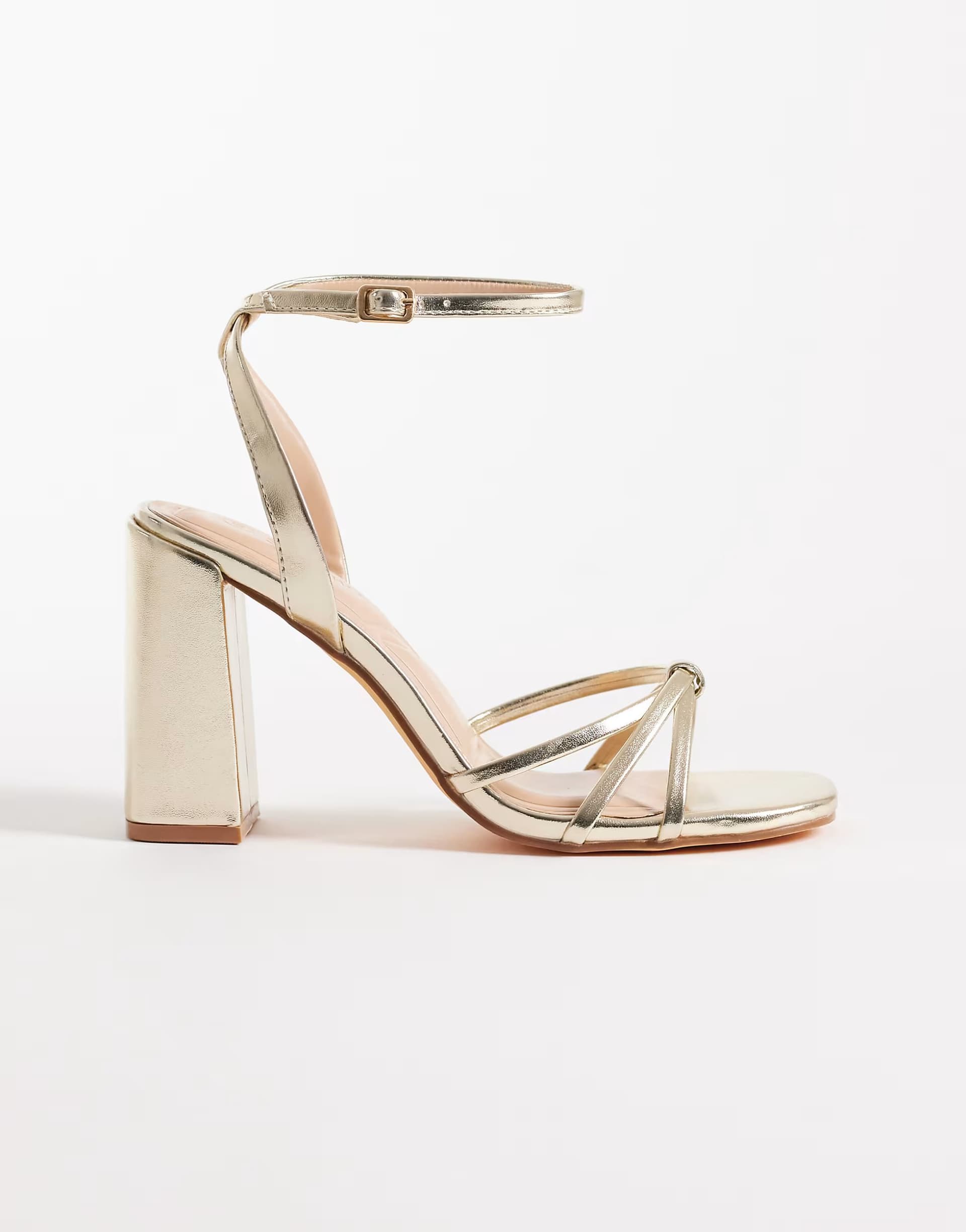 ASOS ASOS Gold Metallic Strappy Block Heeled Sandals