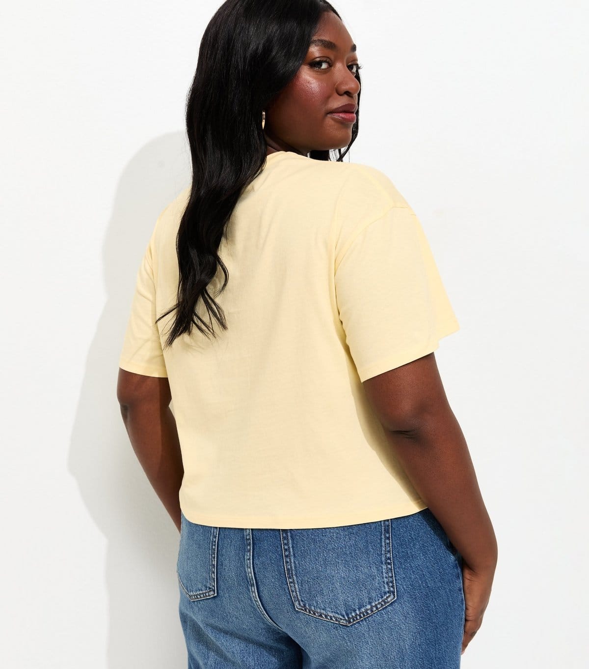 New Look Women's Plus Size Light Yellow Tie Front T-Shirt Curves New Look - 4