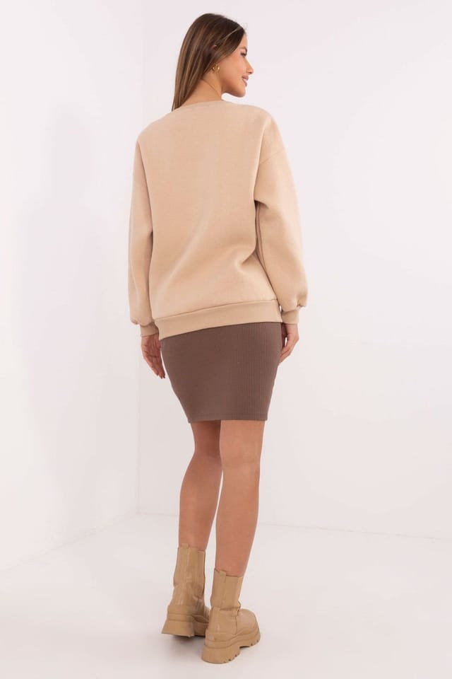Love Lace Love Lace Women's Insulated Cotton Polyester Print Patch Sweatshirt in Beige - 3