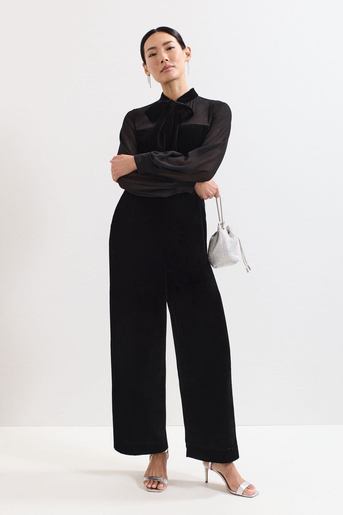 Phase Eight Phase Eight Women's Magie Velvet Tie Neck Jumpsuit in Black