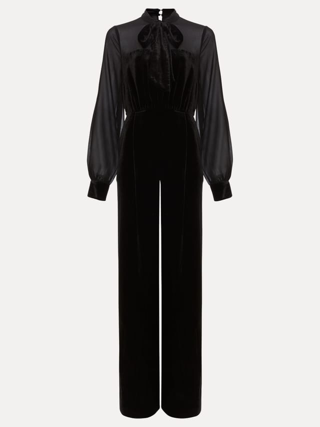 Phase Eight Phase Eight Women's Magie Velvet Tie Neck Jumpsuit in Black - 2
