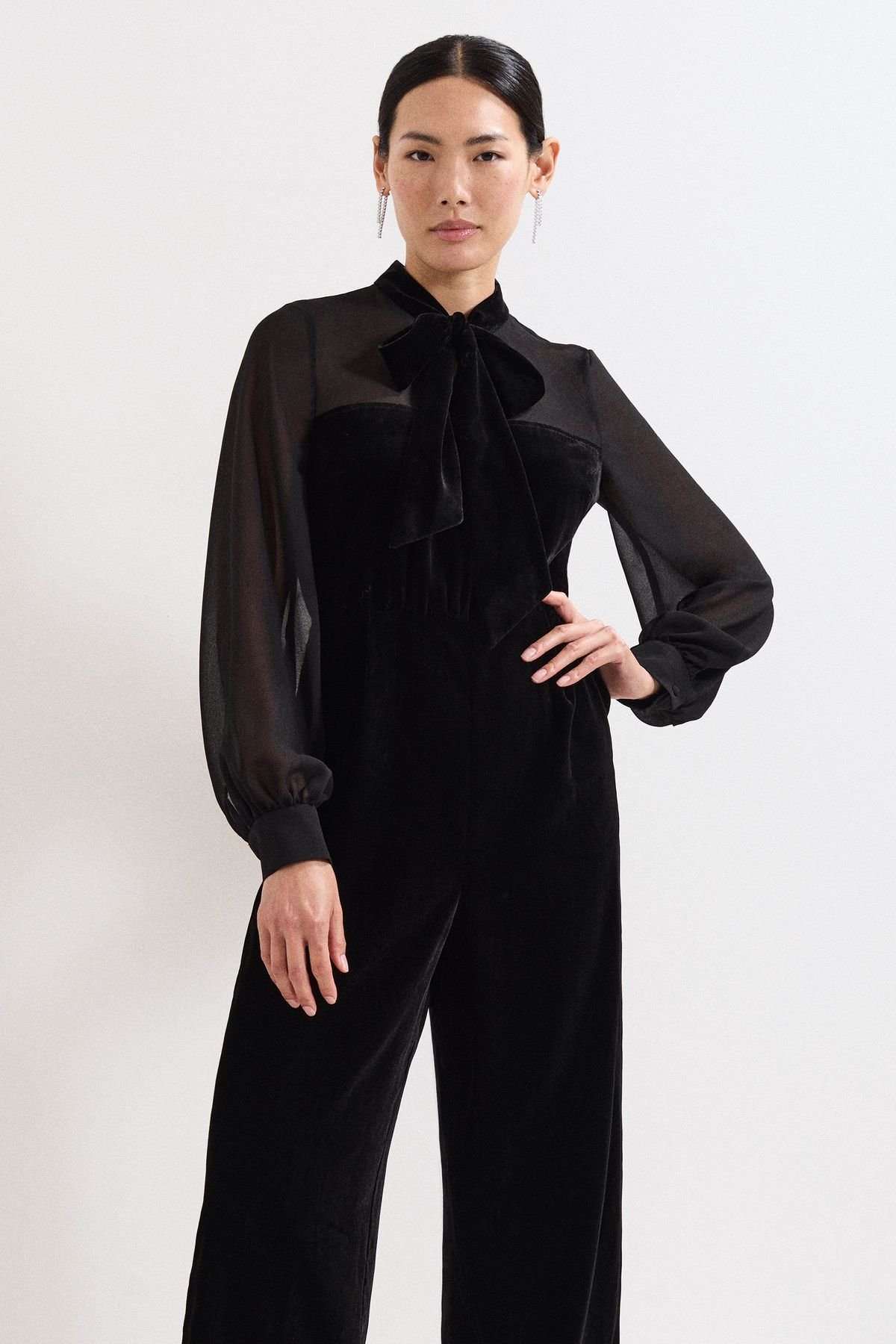 Phase Eight Phase Eight Women's Magie Velvet Tie Neck Jumpsuit in Black - 3