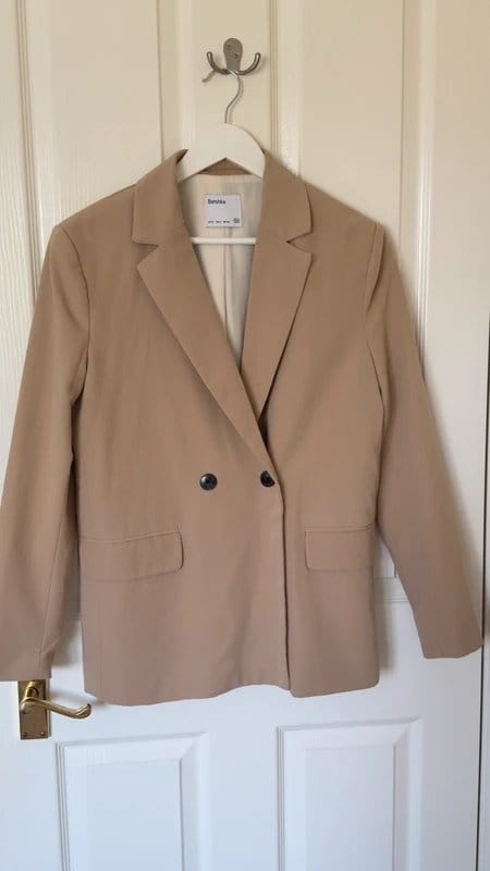 Bershka Beige Blazer in Smooth Fabric
