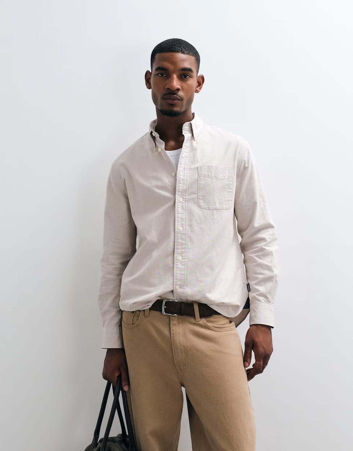 ASOS Barbour Authentic Oxford long sleeve shirt in stone - 1