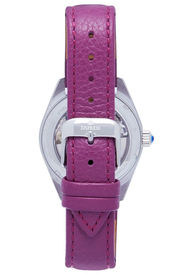 Empress Empress Women's Magnolia Automatic MOP Skeleton Dial Leather-Band Watch in Purple - 2
