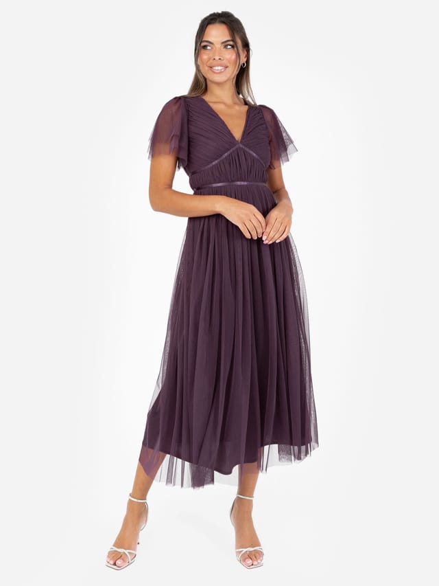 Anaya with Love Anaya with Love Women's Ribbon Detail Midi Dress in Purple - 3