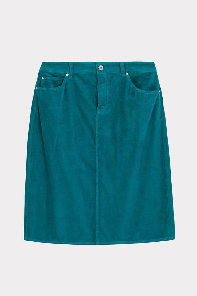 Kettlewell Kettlewell Women's Jamie Cord Knee Length Skirt in Turquoise - 2