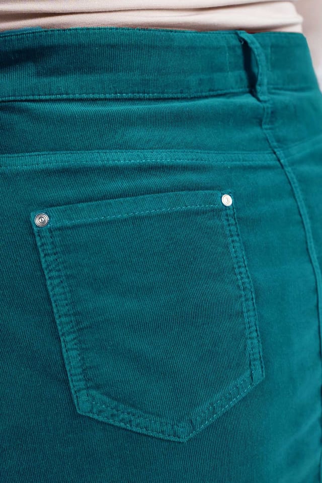 Kettlewell Kettlewell Women's Jamie Cord Knee Length Skirt in Turquoise - 3