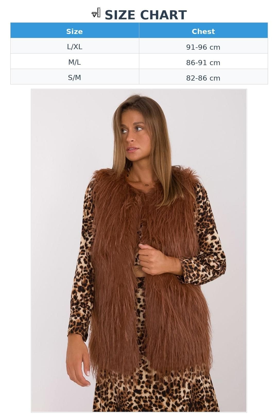 Love Lace Love Lace Women's Casual Faux Fur Vest with Hook Closure Style 199767 in Brown - 4
