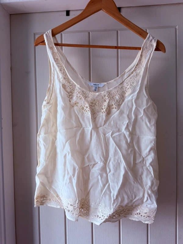 Next Next cream summer spring patterned appliqué blouse camisole top size 12 M