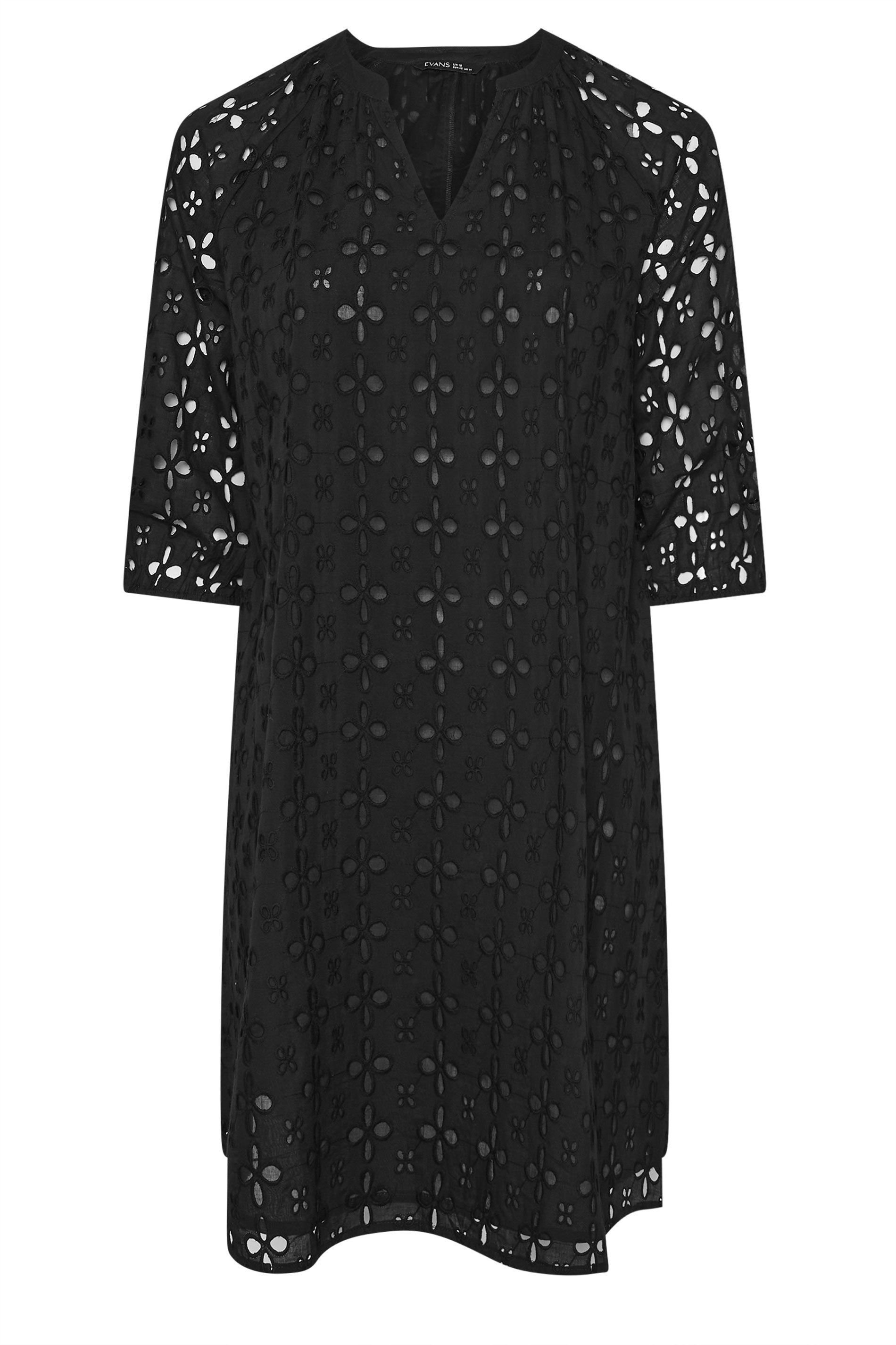 Evans Evans Women's Broderie Swing Dress in Black - 2