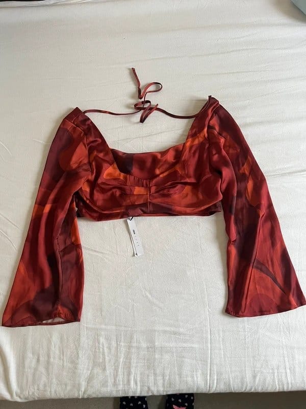 ASOS Luxe Dark Copper Orange Abstract Crop Top NWT Size 16