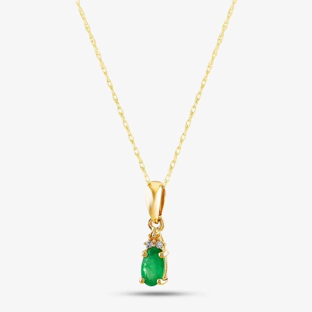 T.H.Baker T.H.Baker Gold Emerald & Diamond Pendant Necklace