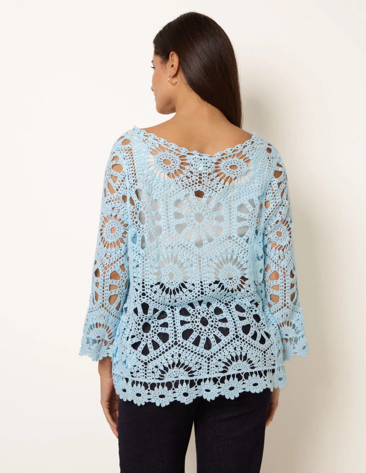 Blue Vanilla Long-Sleeved Crochet Cardigan - 4