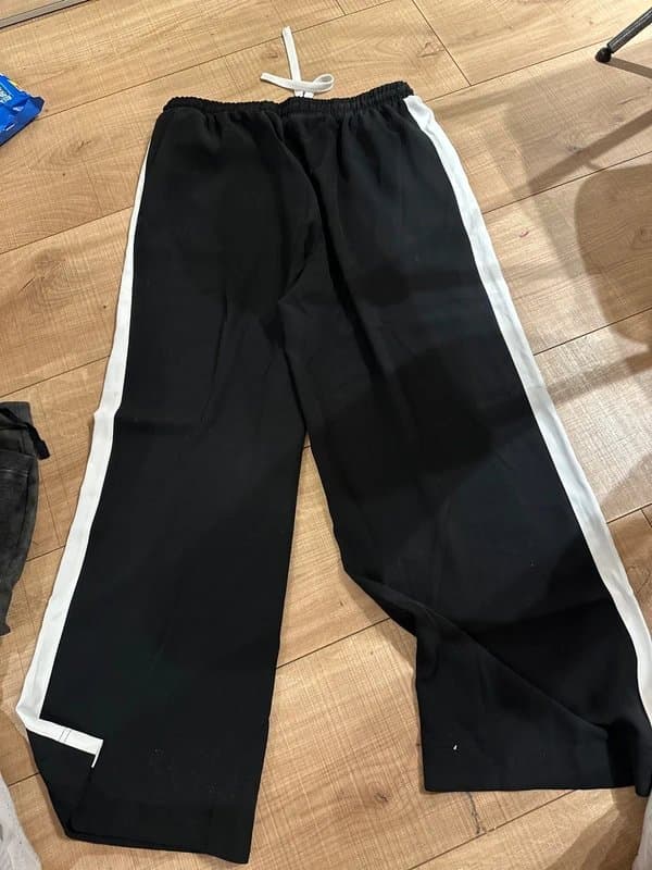 ASOS Design Black Trousers with White Stripe