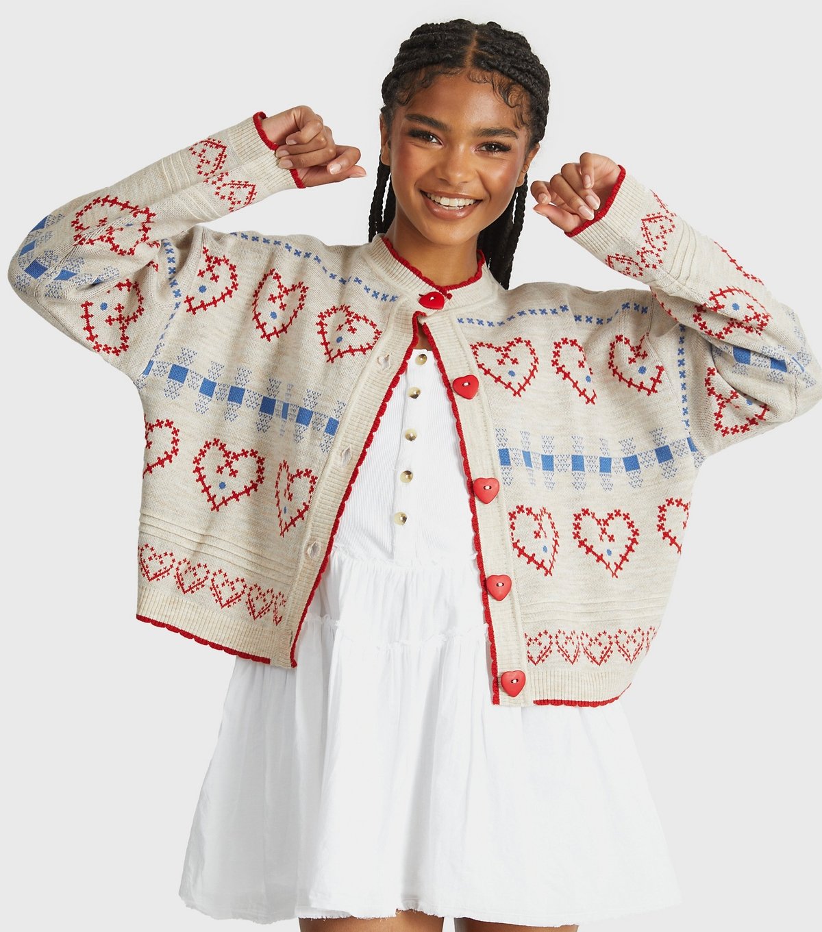 Skinnydip Women's Heart Stitch Knitted Cardigan Skinnydip New Look - 3