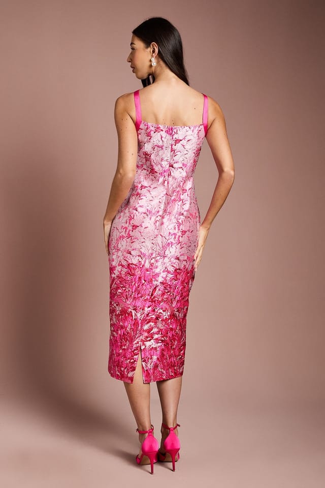 Coast Coast Women's Bow Detail Jacquard Pencil Dress in Pink - 3
