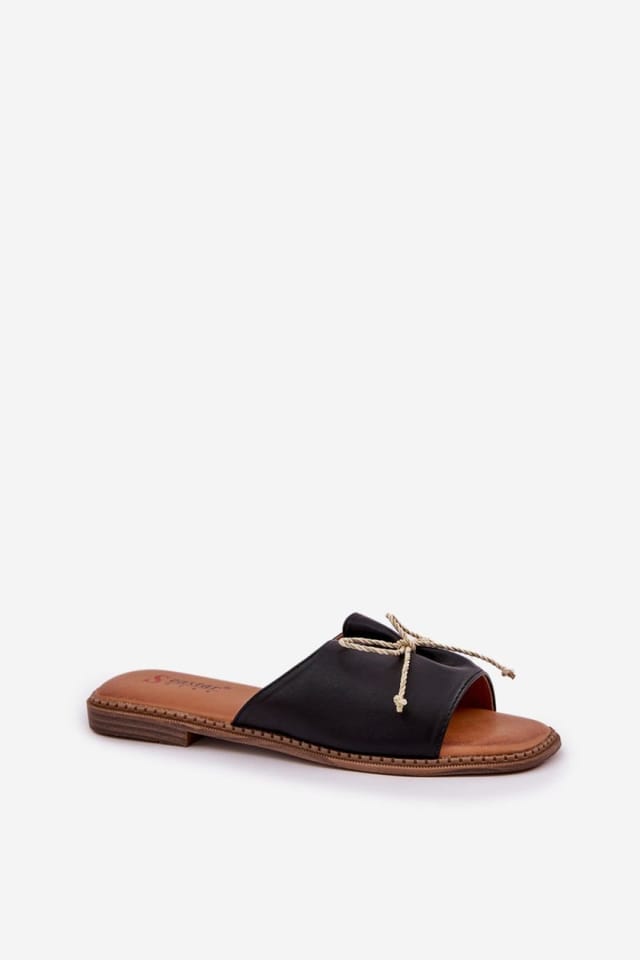 Love Lace Love Lace Women's Elegant Flat Heel Bow Flip Flops with Soft Comfort Insole in Black - 2