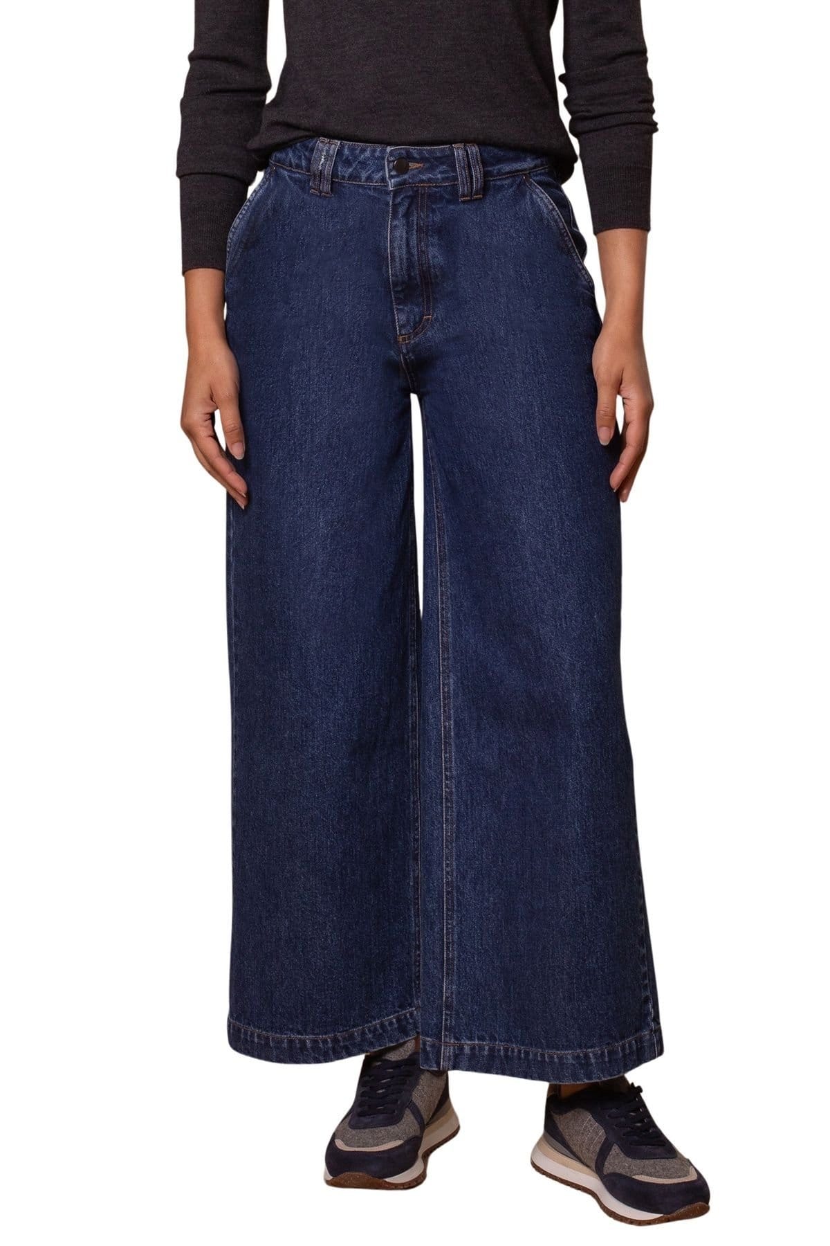 Celtic & Co Dark Indigo Cotton Crop Wide Leg Trousers