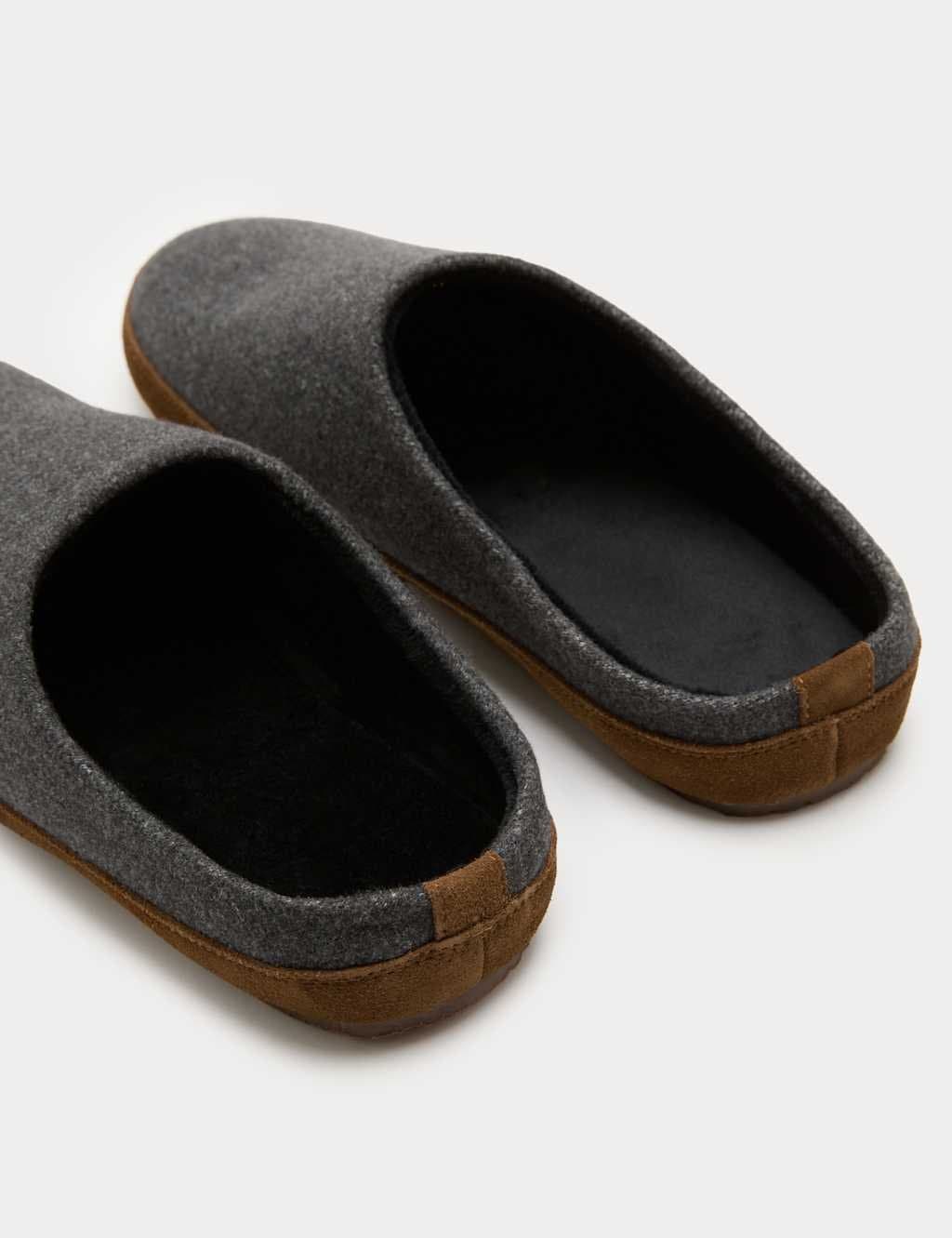 Marks & Spencer M&S Felt Mule Slippers with Freshfeet™ Charcoal Mix
