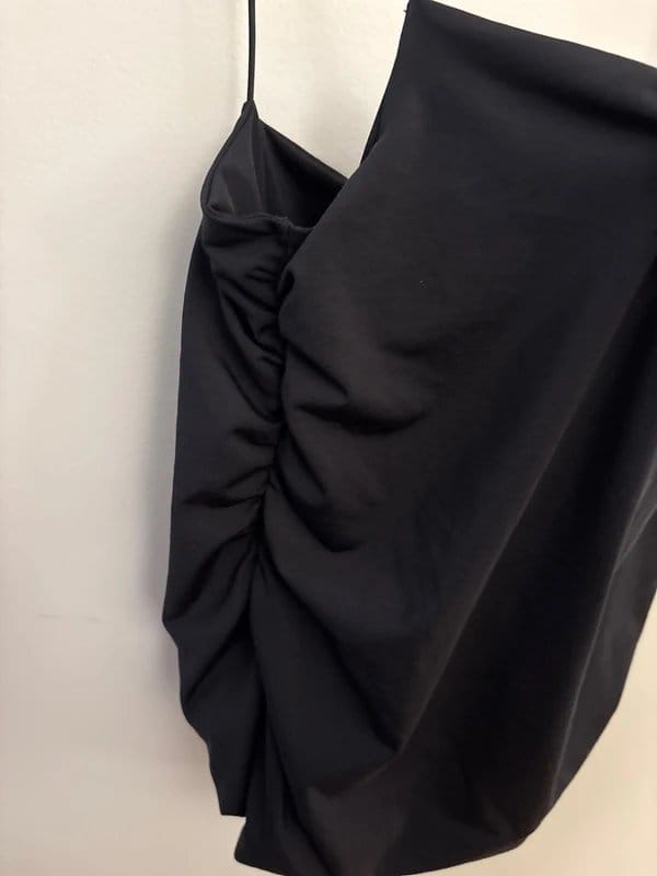 ASOS Black Ruched Skinny Strap Top Size M