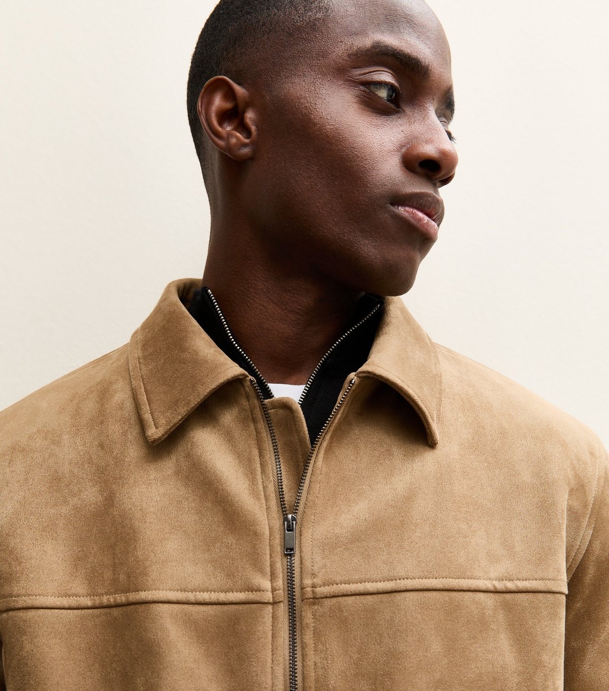 New Look Men's Camel Faux Suede Collared Jacket New Look - 2