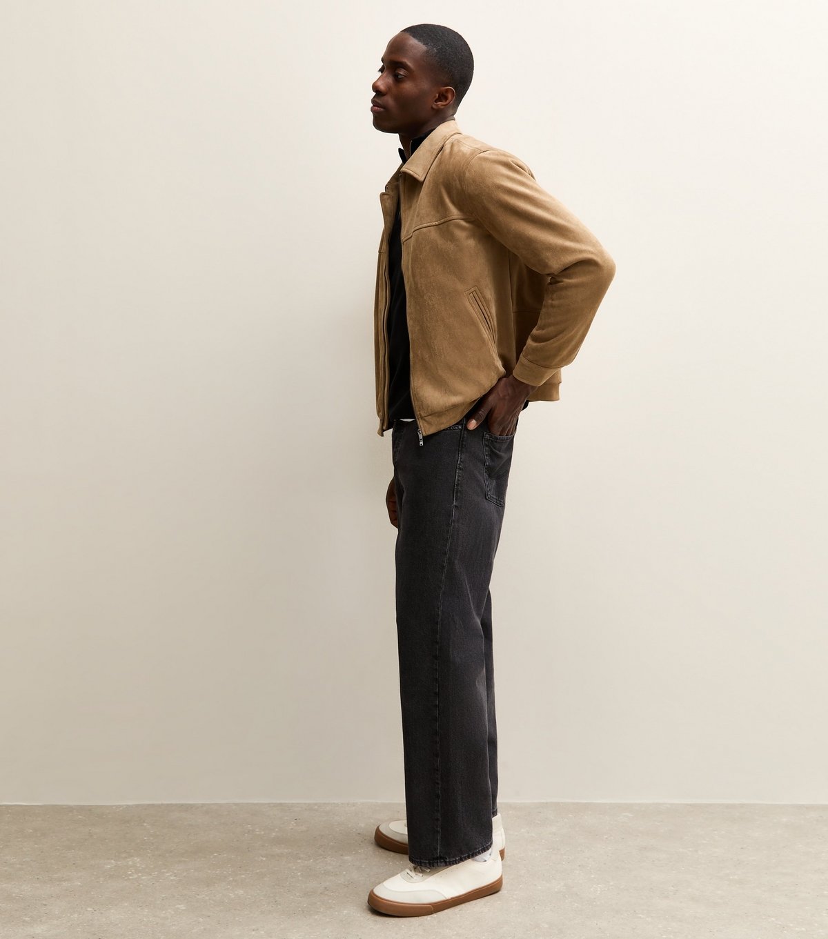 New Look Men's Camel Faux Suede Collared Jacket New Look - 3