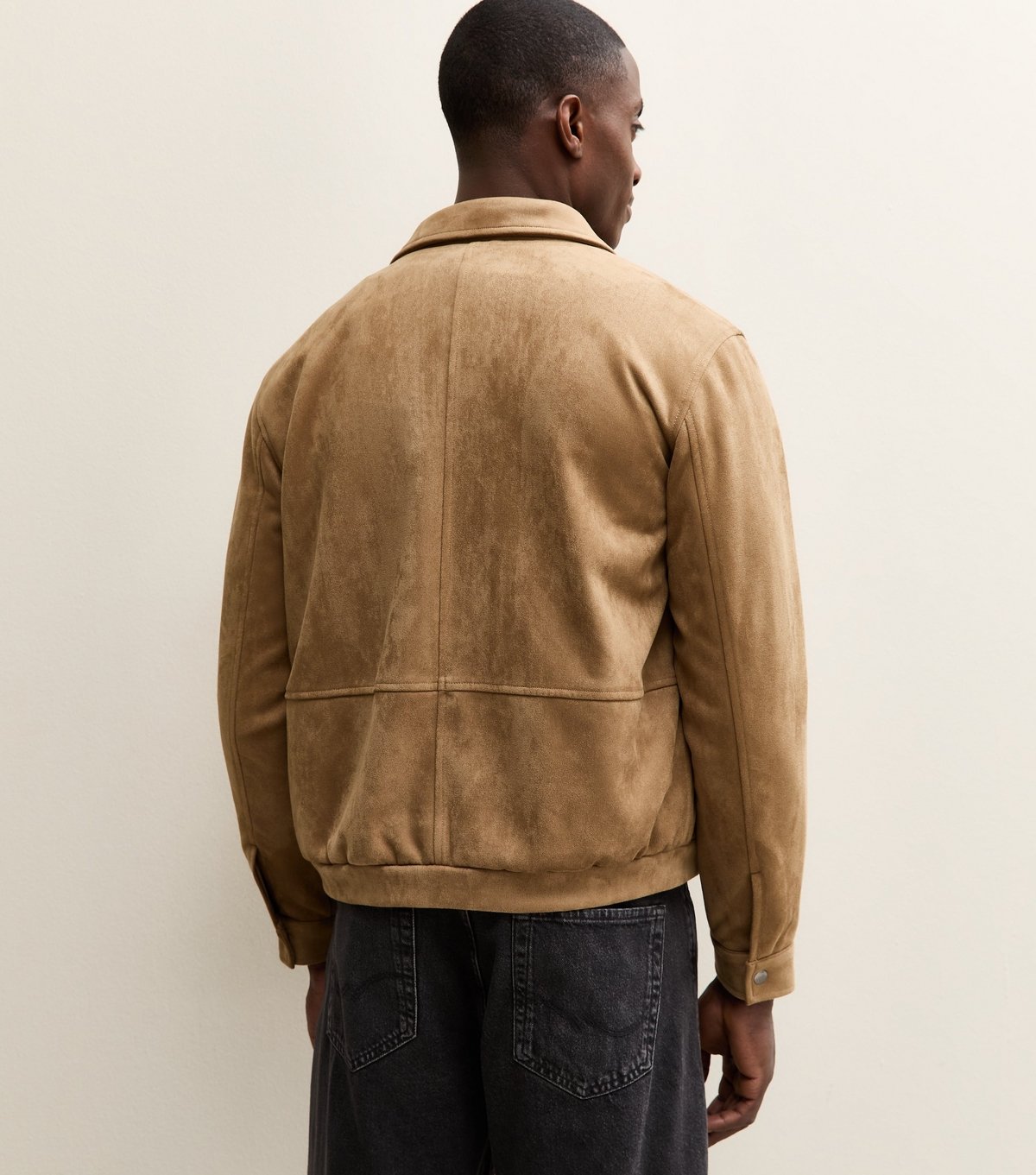 New Look Men's Camel Faux Suede Collared Jacket New Look - 4