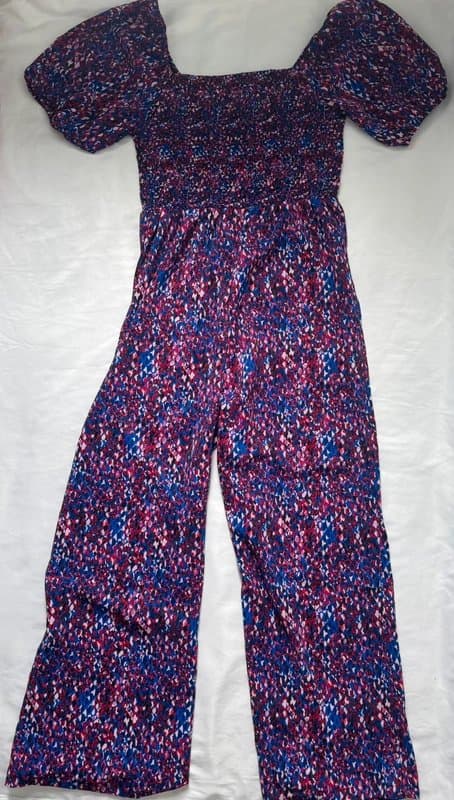 Shein Multi print wide leg puff sleeve jumpsuit from Shein