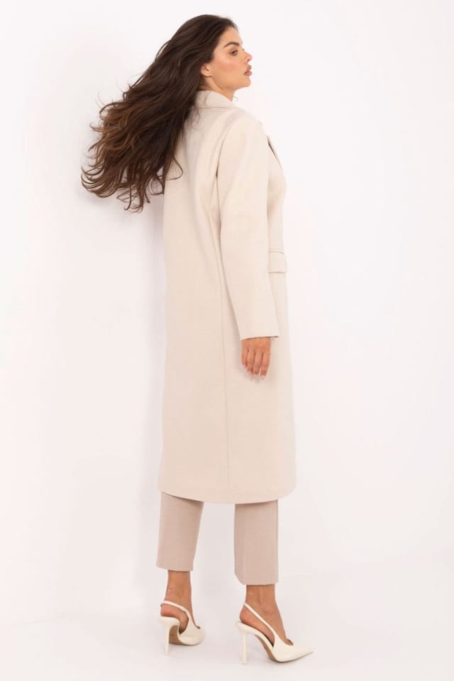 Love Lace Love Lace Women's Elegant Longline Single Breasted Coat in Beige - 3