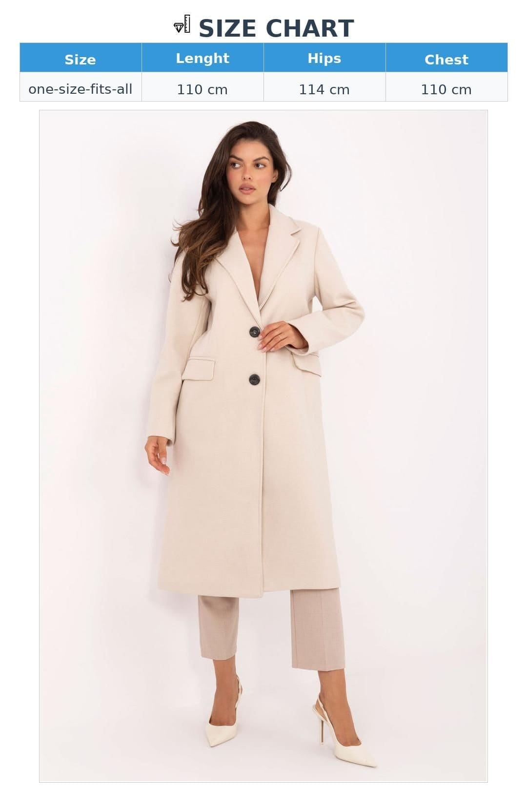 Love Lace Love Lace Women's Elegant Longline Single Breasted Coat in Beige - 4