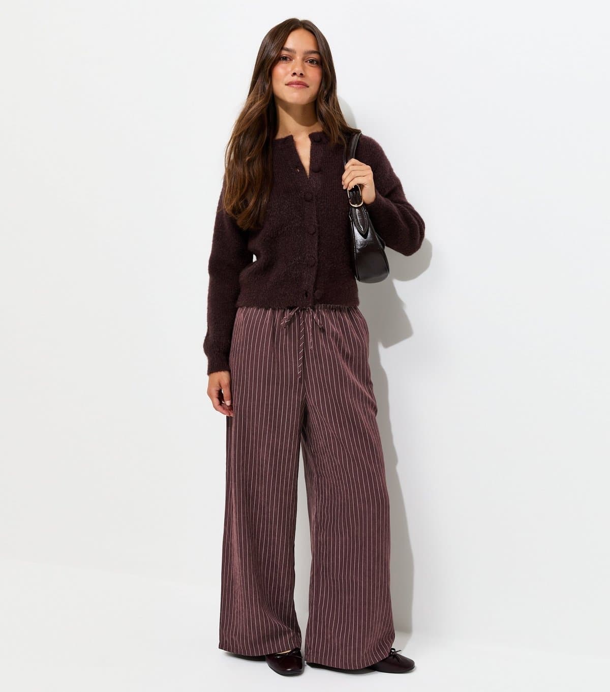New Look Women's Petite Red Stripe Wide Leg Trousers New Look