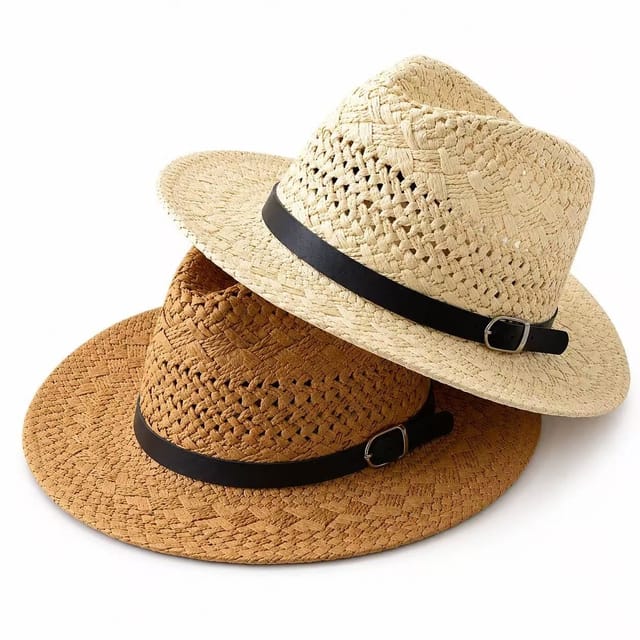 BluCore BluCore Women's Woven Straw Sun Hat with Adjustable Buckle Band in Brown - 2