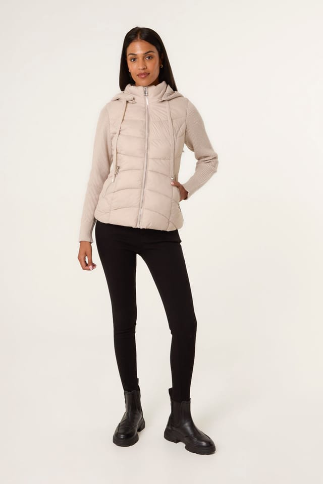 Blue Vanilla Blue Vanilla Women's Stone Knitted Sleeve Puffer Jacket - 3