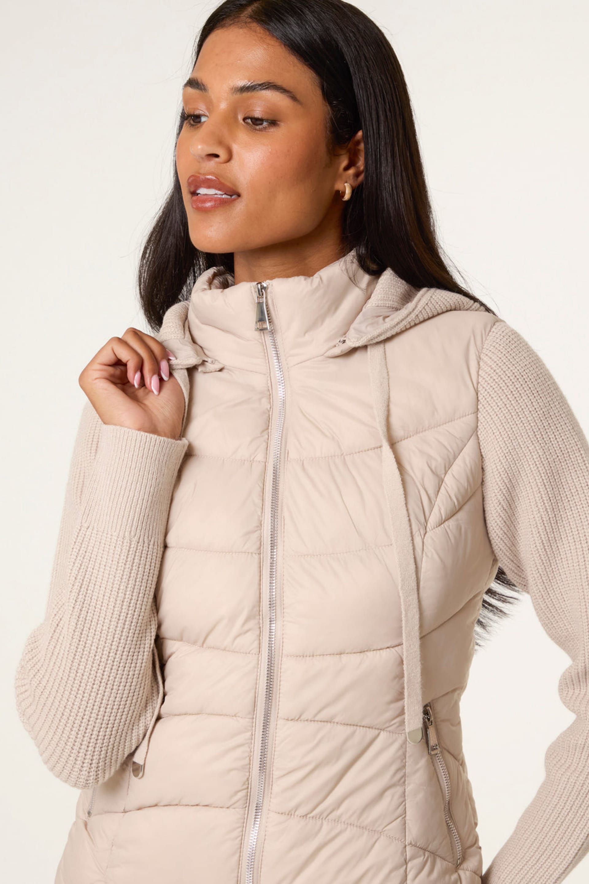 Blue Vanilla Blue Vanilla Women's Stone Knitted Sleeve Puffer Jacket - 4