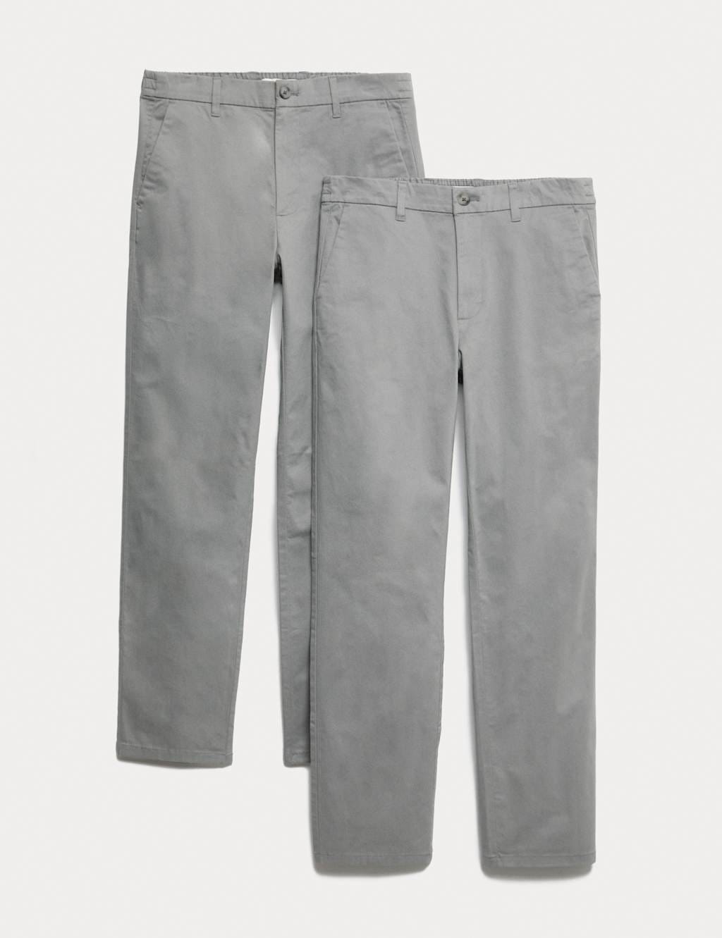 M&S 2 Pack Ash Grey Stretch Chinos