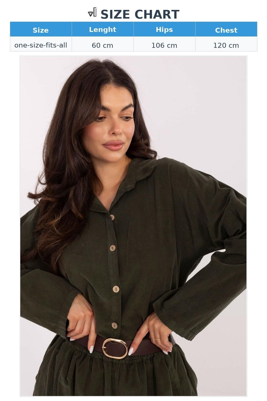 Love Lace Love Lace Women's Corduroy Button Down Long Sleeve Shirt in Green - 4