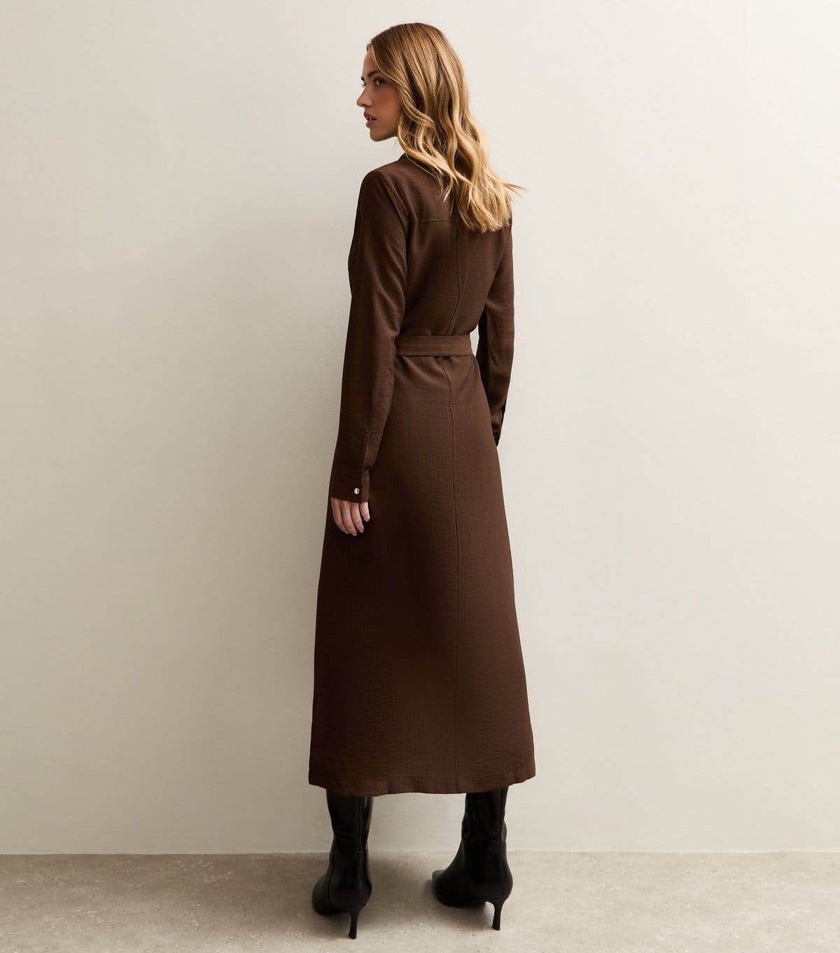 New Look Women's Brown Button Up Belted Midi Shirt Dress New Look - 4