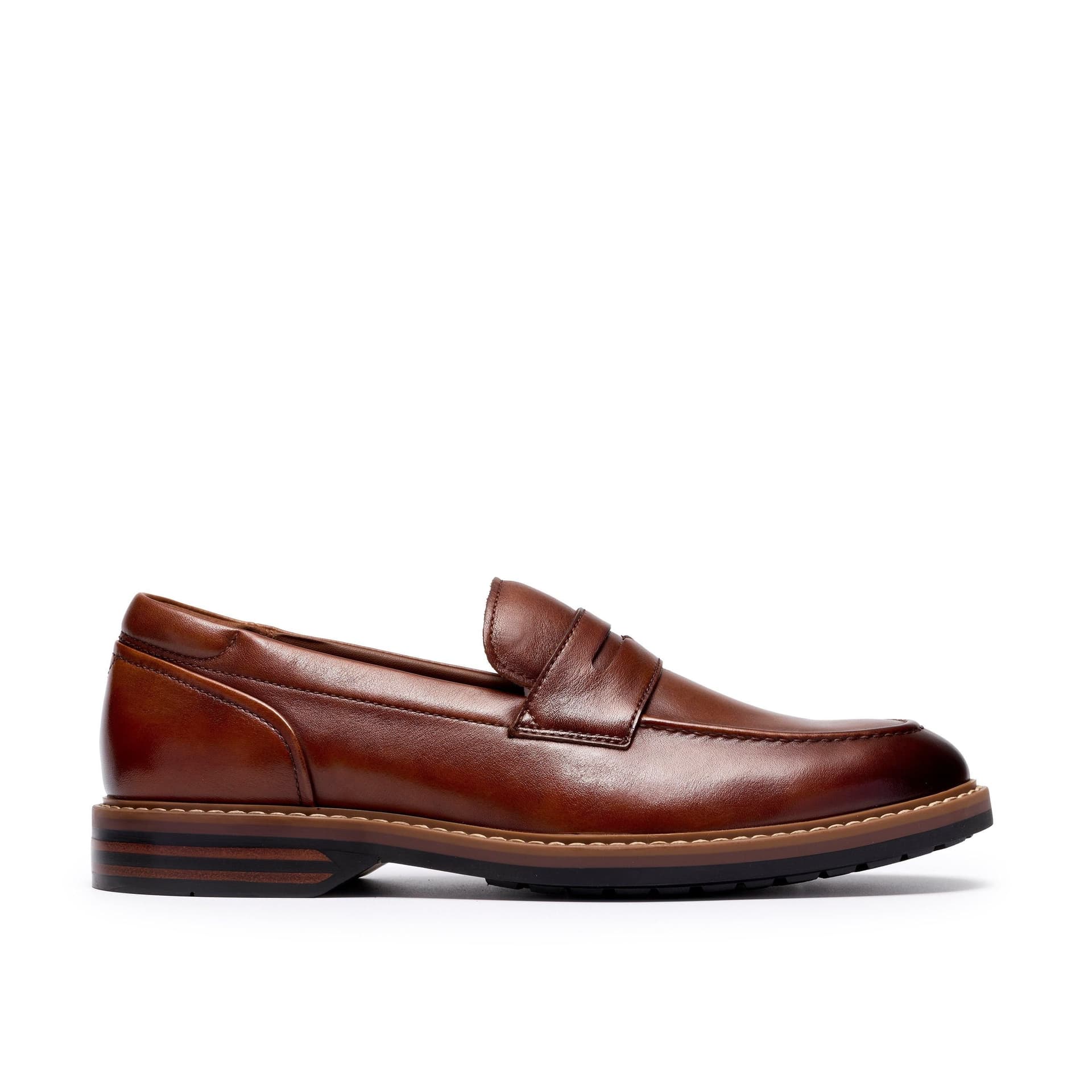 Clarks Clarks Men's Aldwin2 Step Tan Leather Loafers, Slip Ons in Brown