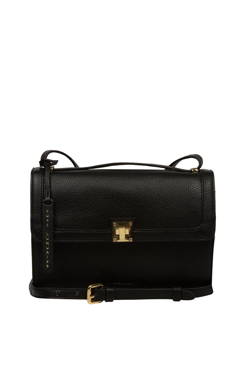 Pure Luxuries London Pure Luxuries London Women's 'Leonie' Leather Cross Body Bag in Black