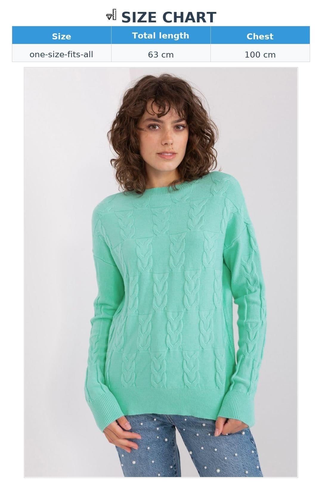 Love Lace Love Lace Women's Textured Pattern Round Neck Pullover Sweater in Green - 4