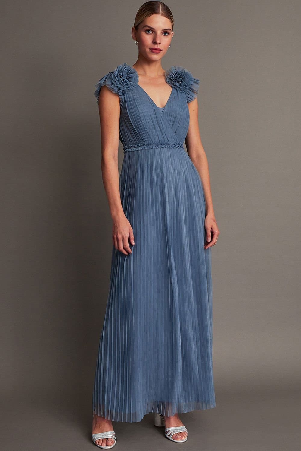 Monsoon Monsoon Women's Wendy Pleated Maxi Dress Blue