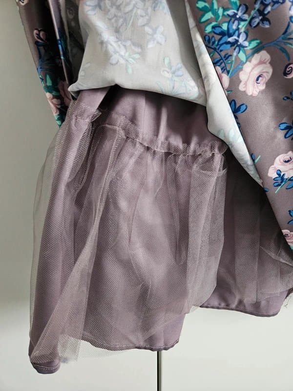 Monsoon Monsoon grey floral dress with tulle and embellished neckline - size 18